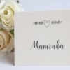 Rustikální svatební oznámení s jutou a a krajkou a perleťovým srdíčkem jmenovka